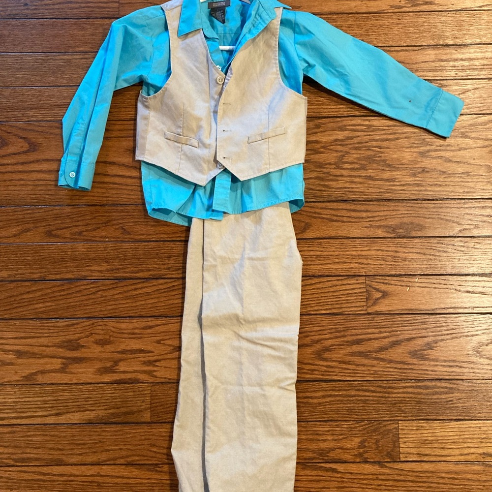 Keneth Cole linen dress shirt/vest/pant